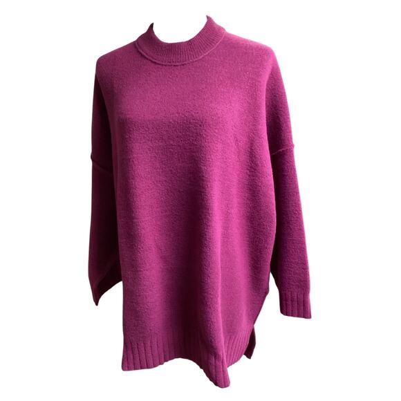 Free People Oversized Slouchy Tunic Relaxed Sweater Fit Cozy Plum Caspia sz S - Picture 1 of 9